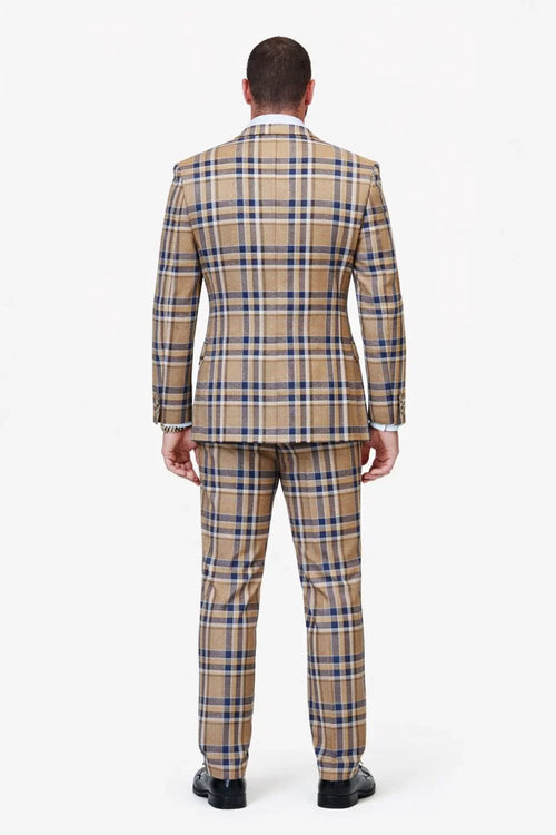 Statement Men’s 100% Wool 3-Piece Suit – Vibrant Color Contrast Modern Fit