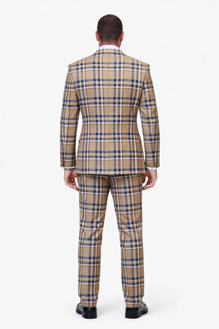 Statement Men’s 100% Wool 3-Piece Suit – Vibrant Color Contrast Modern Fit