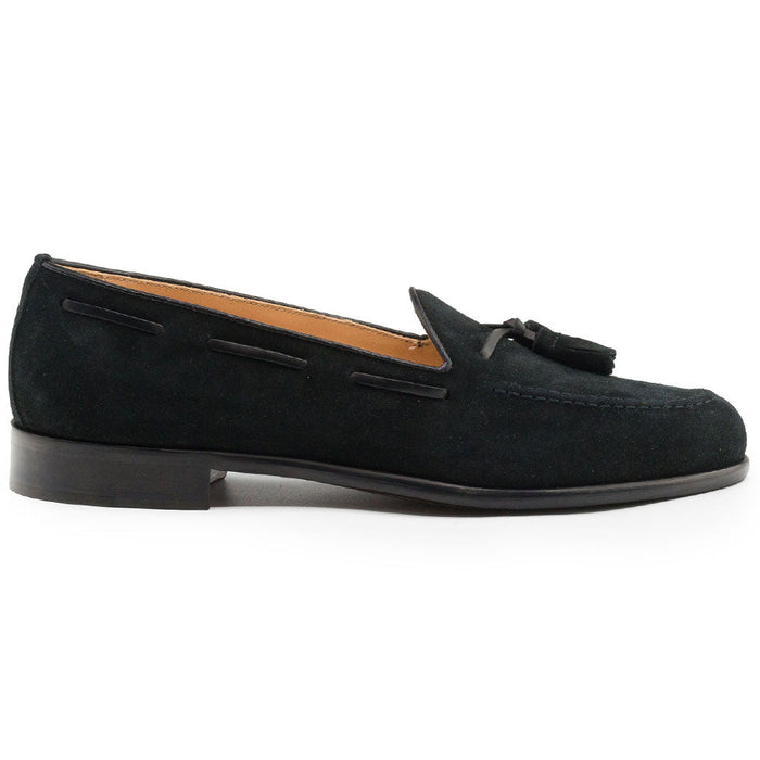 Zelli Franco Italian Sueded Goatskin Tassel Loafer in Black