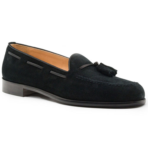 Zelli Franco Italian Sueded Goatskin Tassel Loafer in Black