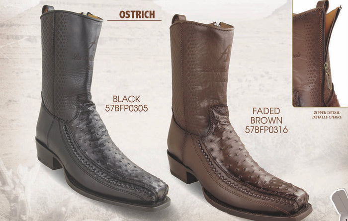 Men's Los Altos Ostrich 7X Toe Ankle Boots Brown
