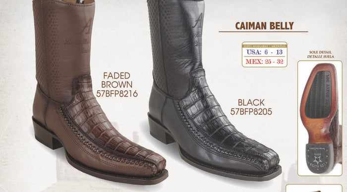 Men's Los Altos Caiman Belly 7X Toe Ankle Boots Black