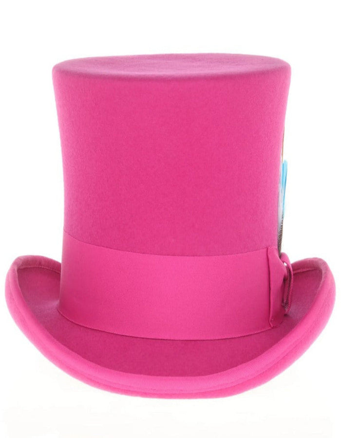 Fuchsia Dress Hat 1920s Fedora Style - Men's Tall 100% Wool Dress Top Hat in Hot Pink Fuchsia by USA Men's Outlet