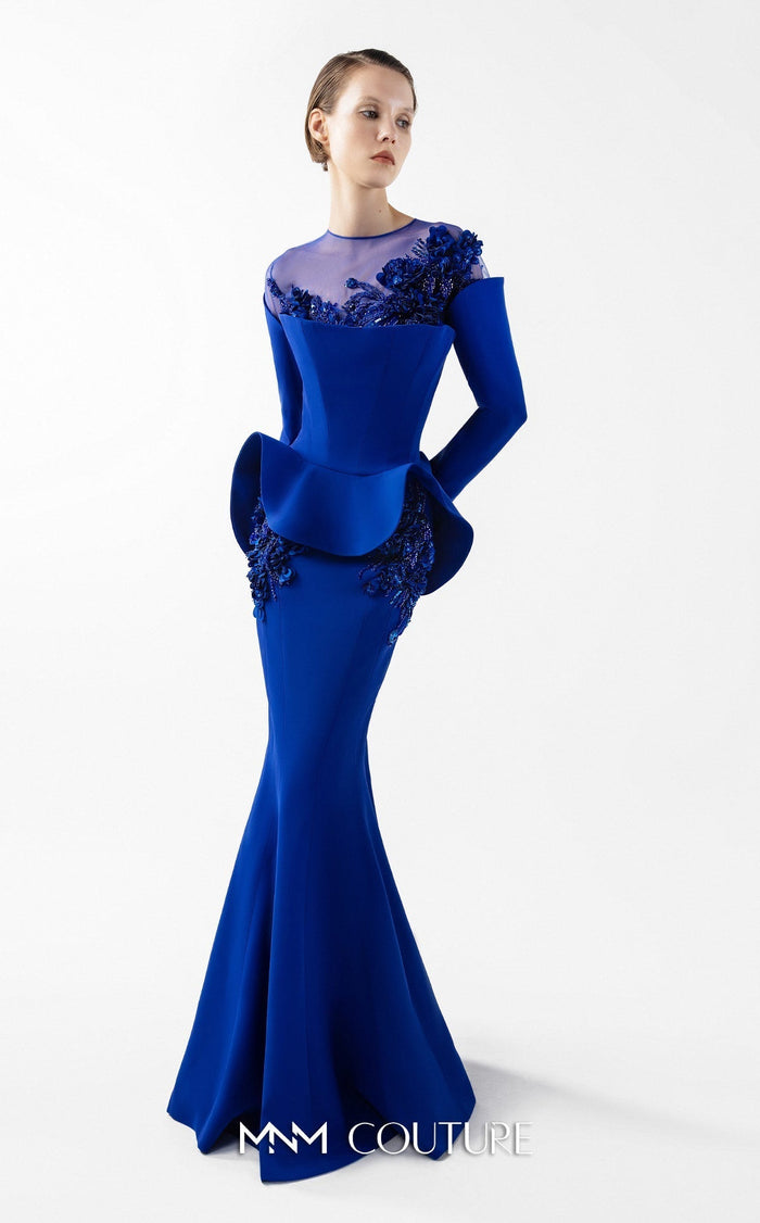 Gaby Charbachy G2029 Royal Blue Embroidered Mermaid Gown by MNM Couture