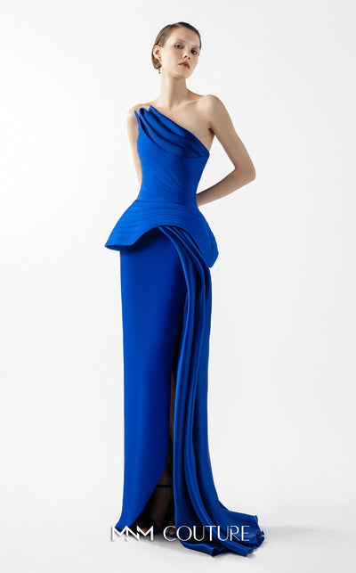 Gaby Charbachy G2044 Royal Blue One-Shoulder Gown by MNM Couture