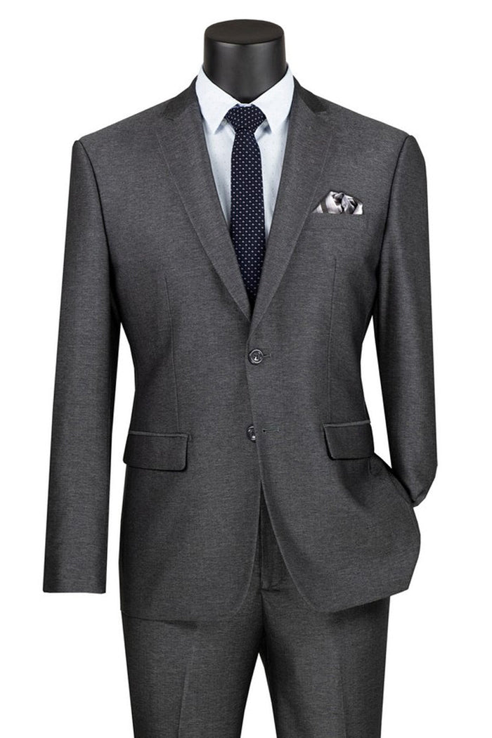 Glen Plaid Men's Slim Fit Vested Summer Business Suit - Beige by Vinci