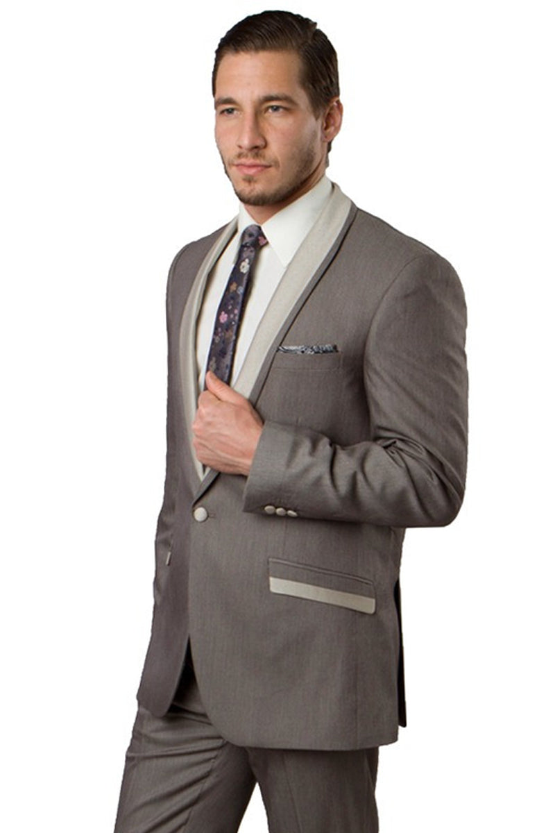 Men's Slim Fit Dark Tan Beige Tuxedo