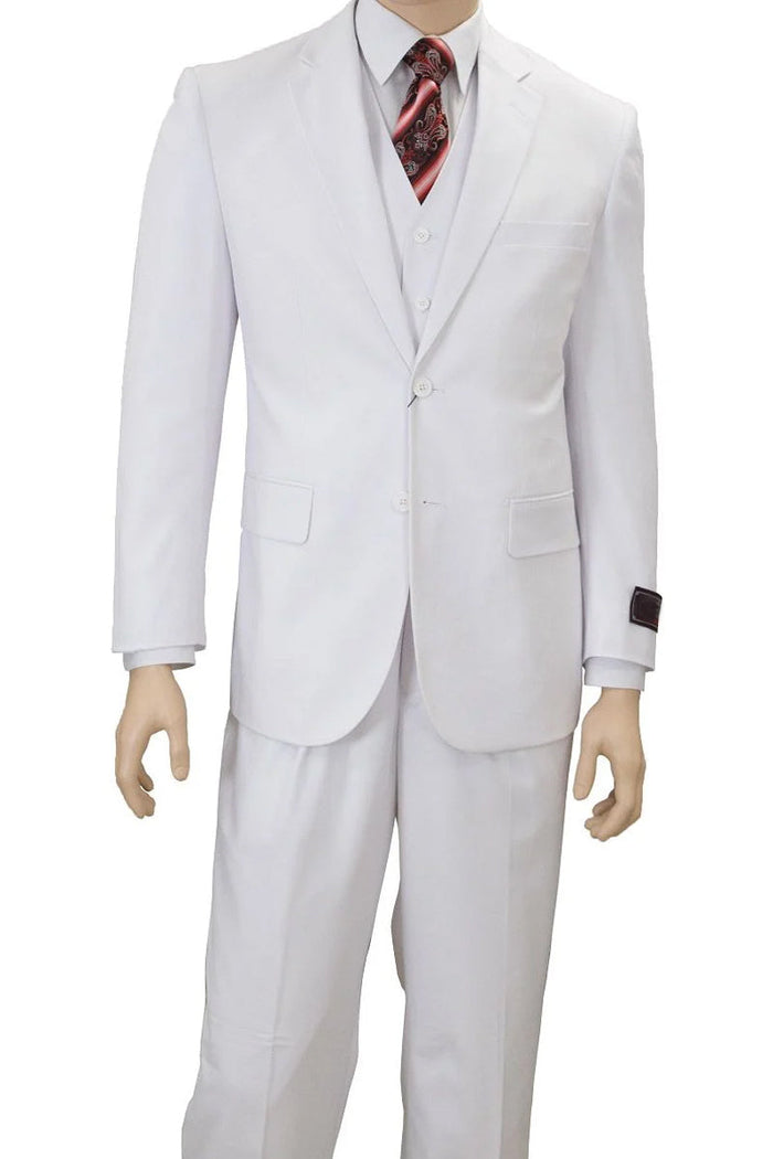 Mens Classic Fit 2 Button Vested Suit in White