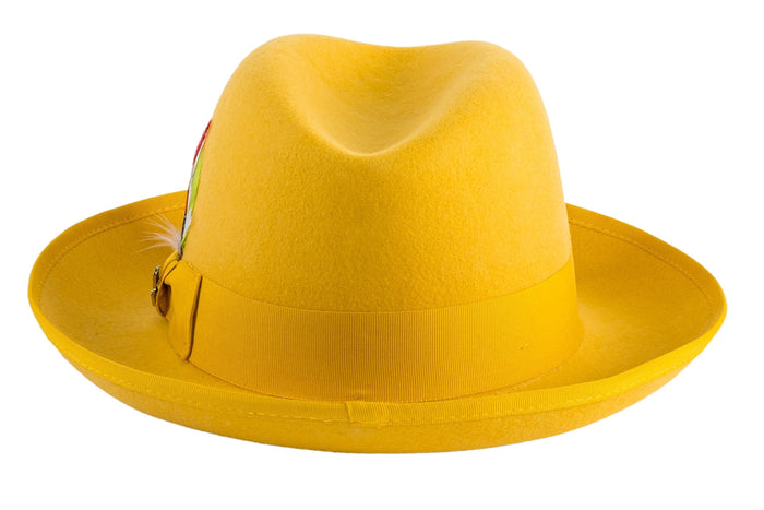 Gold 100 % Wool Australian Fur Felt Godfather Hat by Ferrecci