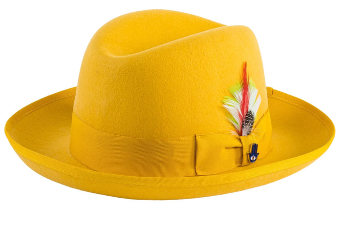 Gold 100 % Wool Australian Fur Felt Godfather Hat by Ferrecci