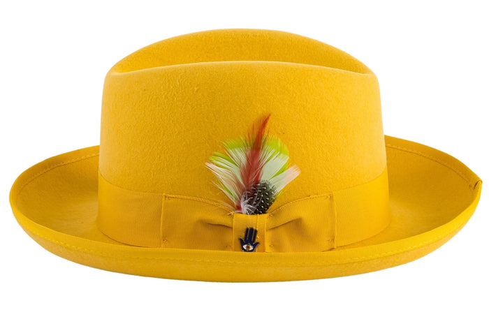 Gold 100 % Wool Australian Fur Felt Godfather Hat by Ferrecci
