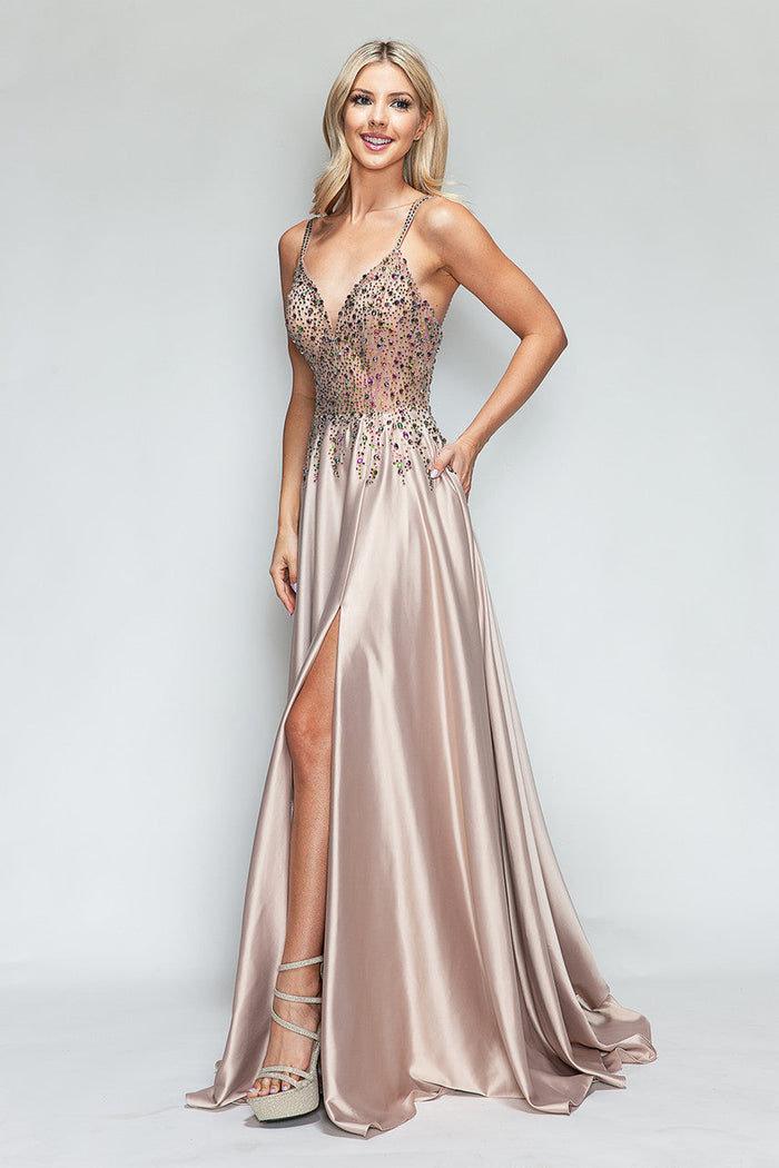 Prom Dress V-Neck Spaghetti Strap A-Line Formal Gown By Lenovia 8331-New Collection