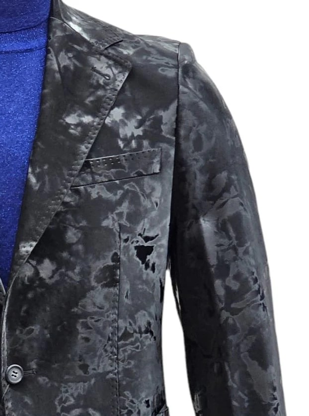 Camouflage Design Two Piece Slim Fit Suit Black by USA Men's Outlet