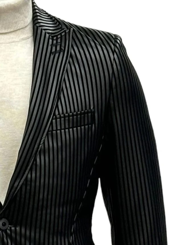 Mens One Button Side Vent Peak Lapel Suit Black by USA Men's Outlet