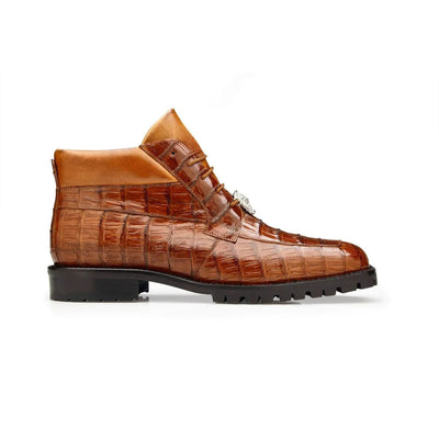 Gallardo Men's Shoes Antique Sport Brown Exotic Caiman Crocodile Derby Split-toe Boots by Belvedere Shoes