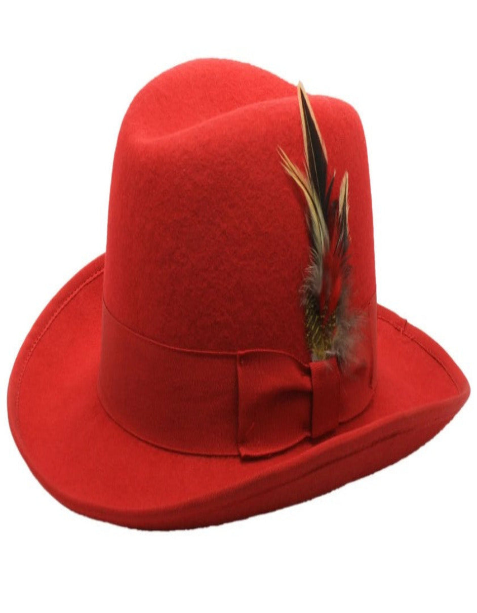 Red Dress Hat 1920s Fedora Style - Mens Classic Gangster Godfather Wool Dress Hat in Red – SuitUSA