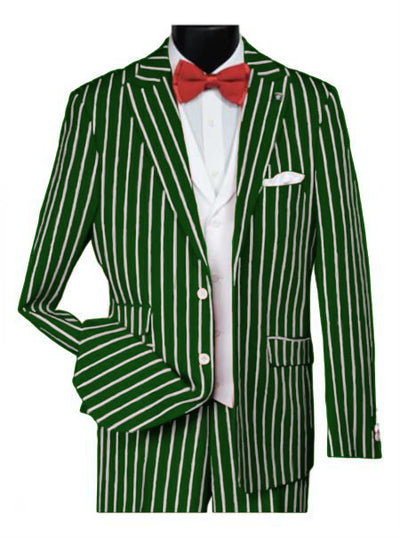 1920s Mens Vested Bold Gangster Pinstripe Suit in Green
