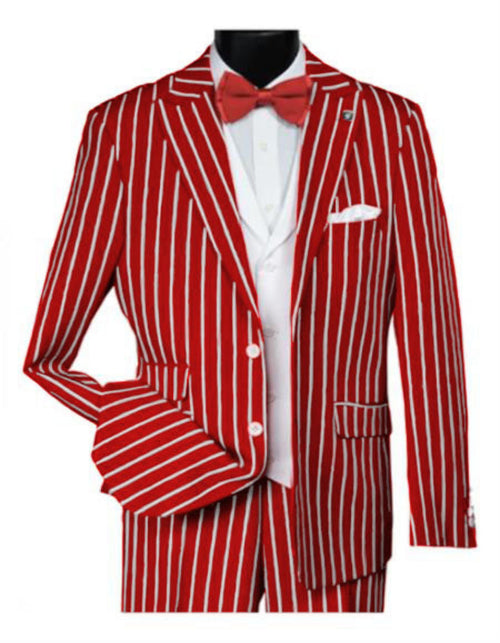 1920s Mens Vested Bold Gangster Pinstripe Suit in Red by USA Men's Outlet