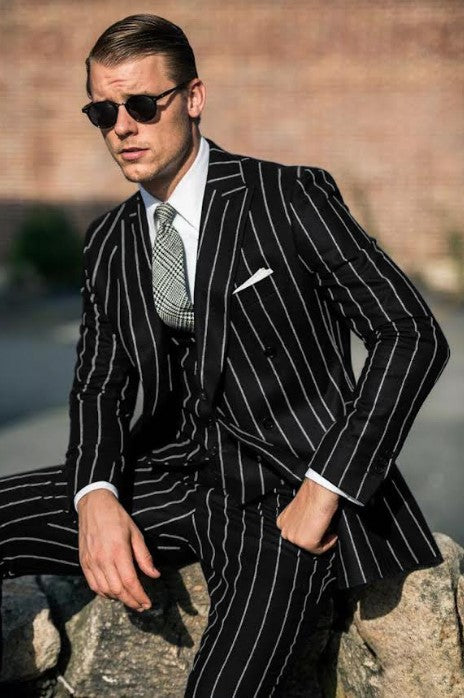 Black Pinstripe Suit - Gangster Suit - 1920's Suit by USA Men's Outlet