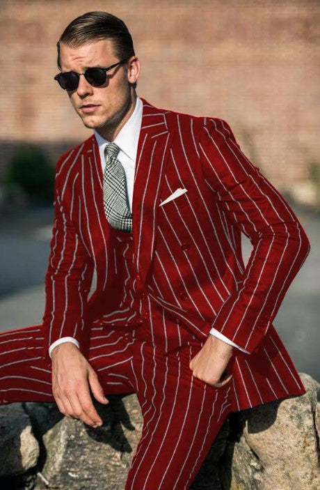 Red Pinstripe Suit - Gangster Suit - 1920's Suit by USA Men's Outlet