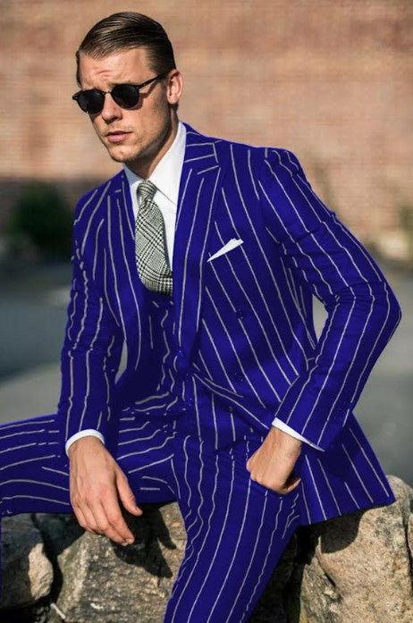 Royal Blue Pinstripe Suit - Gangster Suit - 1920's Suit by USA Men's Outlet