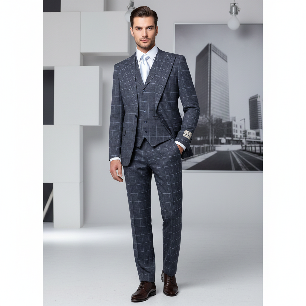 Men’s Blue Tailored Fit Suit – Premium Milano Style Formal & Casual Wear by Rossi Man RM2312