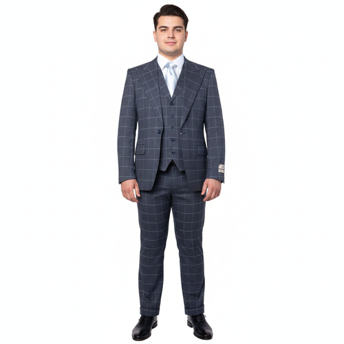 Men’s Blue Tailored Fit Suit – Premium Milano Style Formal & Casual Wear by Rossi Man RM2312