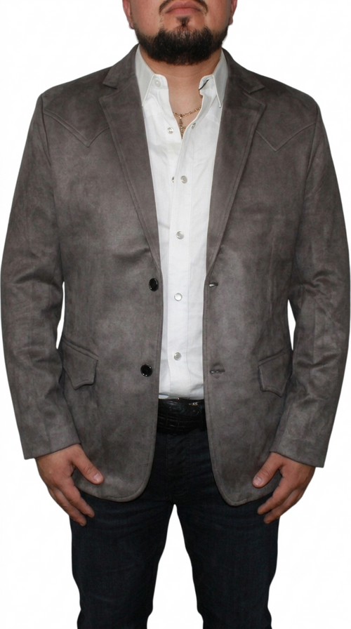 Men's Suede Cowboy Blazer Ultra Slim Fit LAM-510 in Color Gray