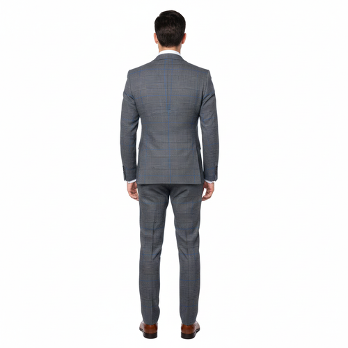 Men’s Grey Super 150’s Wool 3-Piece Suit – Elite Contour Fit Wide-Lapel One-Button Luxury Formal Outfit By Rossi Man RM2315