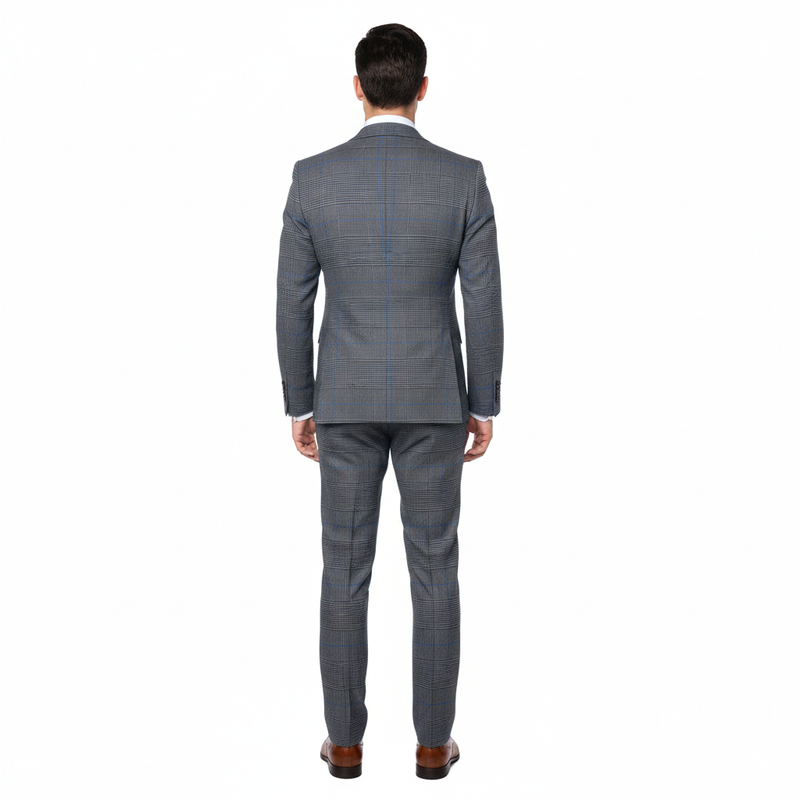 Men’s Grey Super 150’s Wool 3-Piece Suit – Elite Contour Fit Wide-Lapel One-Button Luxury Formal Outfit By Rossi Man RM2312