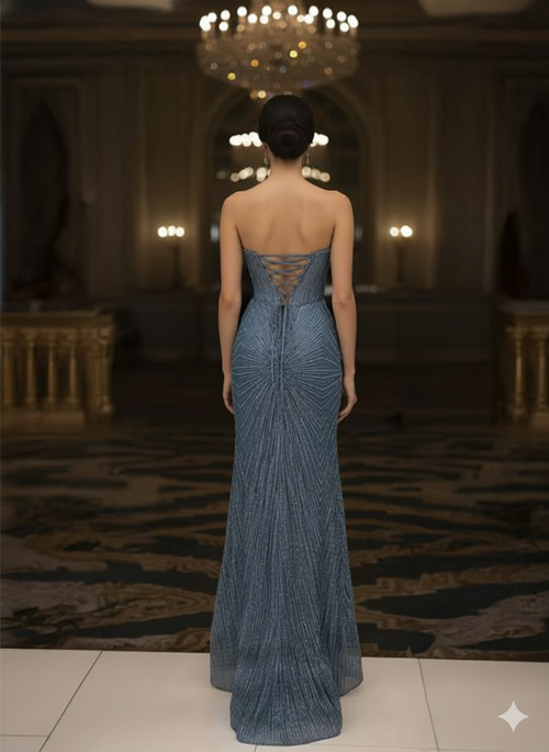 Strapless Corset Sequin Evening Gown | Sparkling Mermaid Prom Dress By May Queen MQ2195