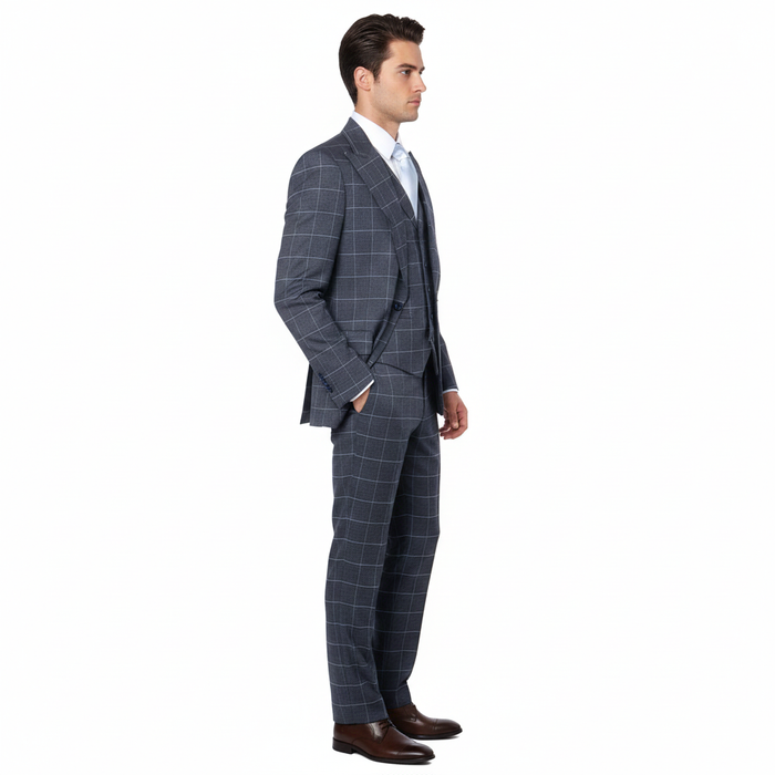 Men’s Blue Tailored Fit Suit – Premium Milano Style Formal & Casual Wear by Rossi Man RM2312