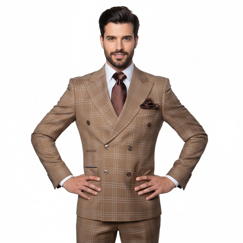 Men’s Brown Tailored Suit – Premium Milano Fit Formal & Casual Wear by Rossi Man RM1797