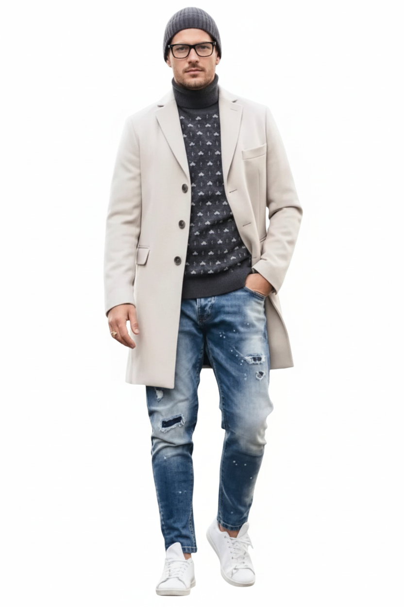 Light Tan Overcoat - Beige Sand Color Light Carcoat by USA Men's Outlet