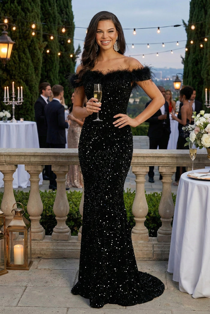 Sweetheart Sequin Long Red Carpet Gown
