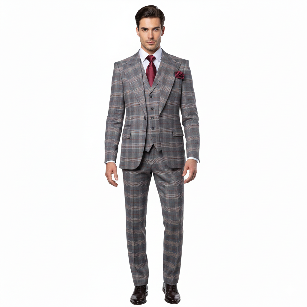 Men’s Grey Tailored Suit – Premium Milano Fit Formal & Casual Elegance by Rossi Man Sam RM2316