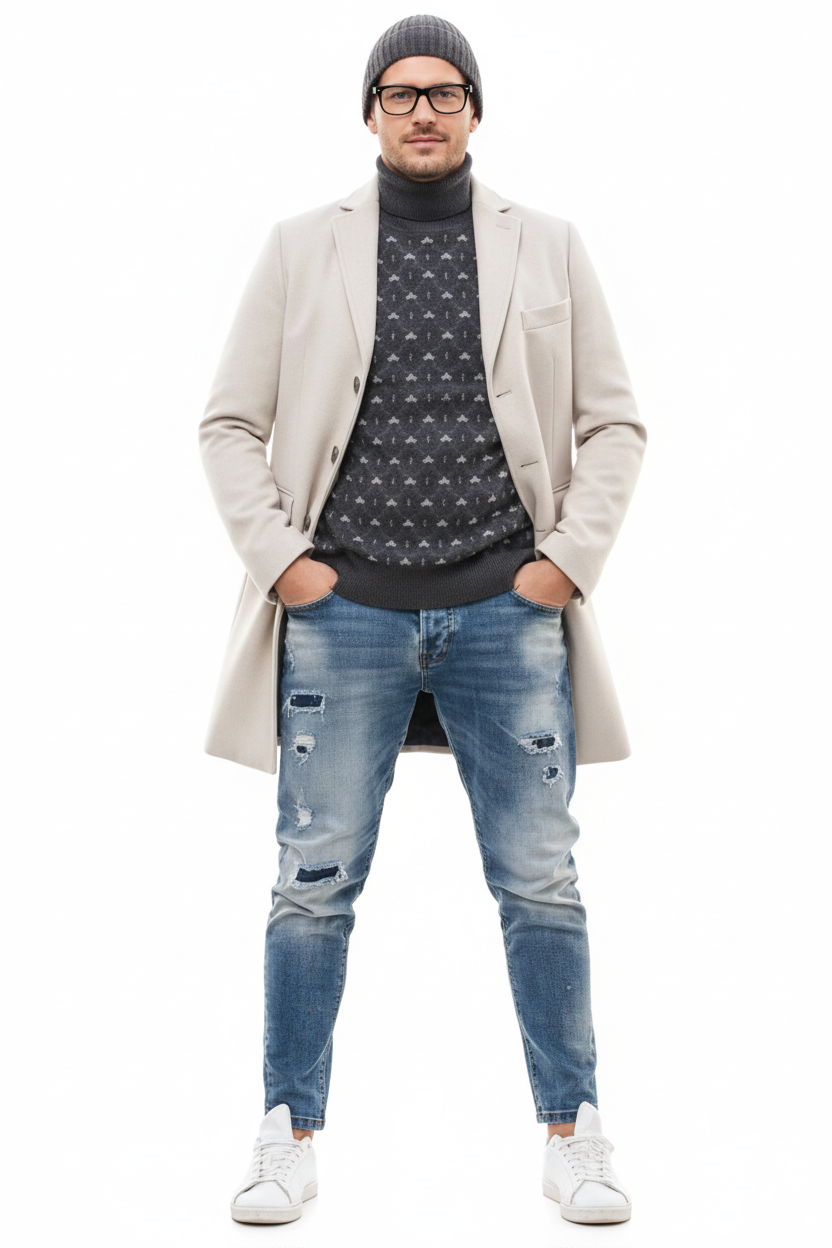 Light Tan Overcoat - Beige Sand Color Light Carcoat by USA Men's Outlet