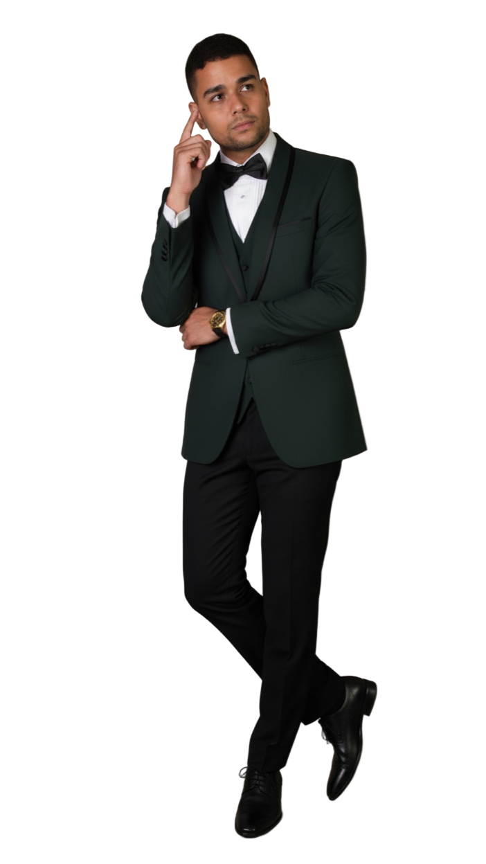 "Genova" Hunter Green 1-Button Shawl Tuxedo (4-Piece Set)