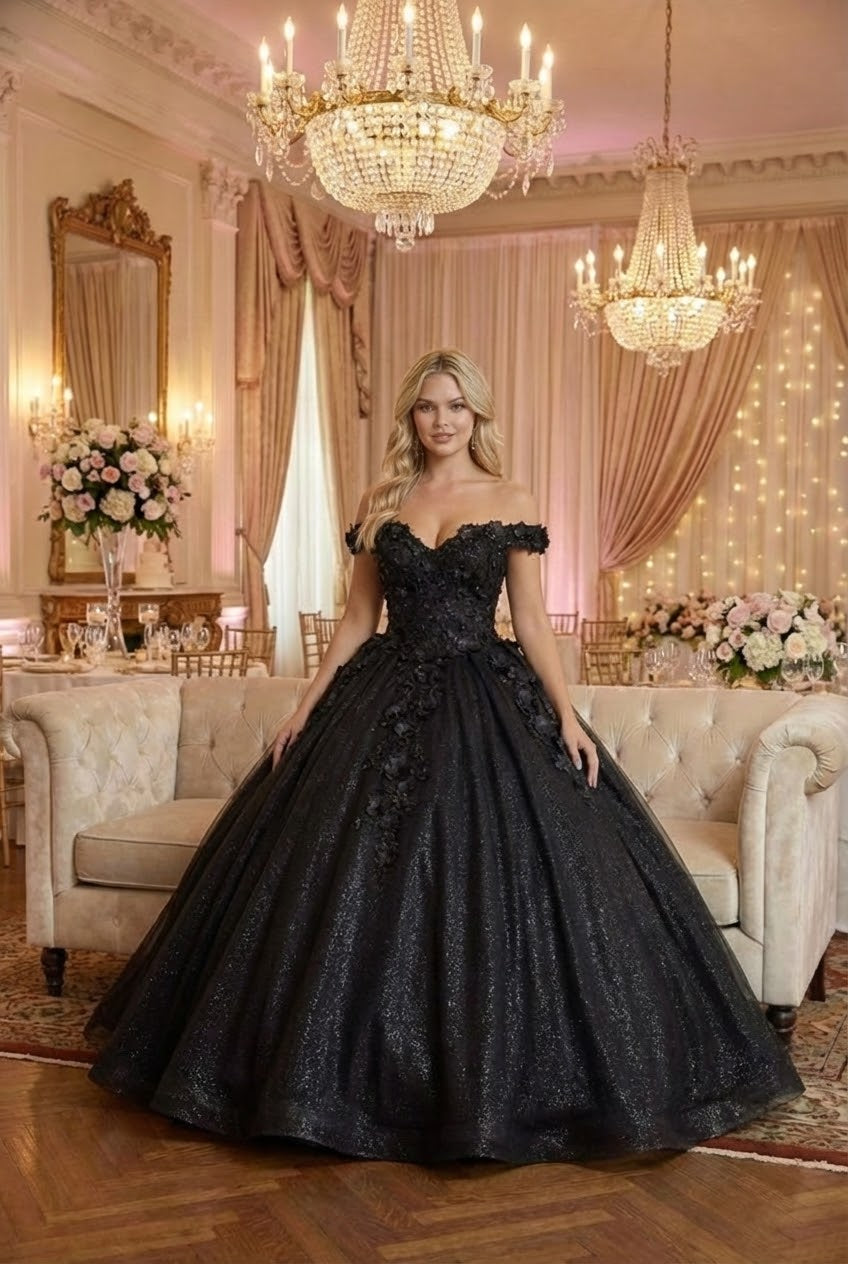 Layla K LK154 Off Shoulder Floral Applique Quinceanera Ball Gown