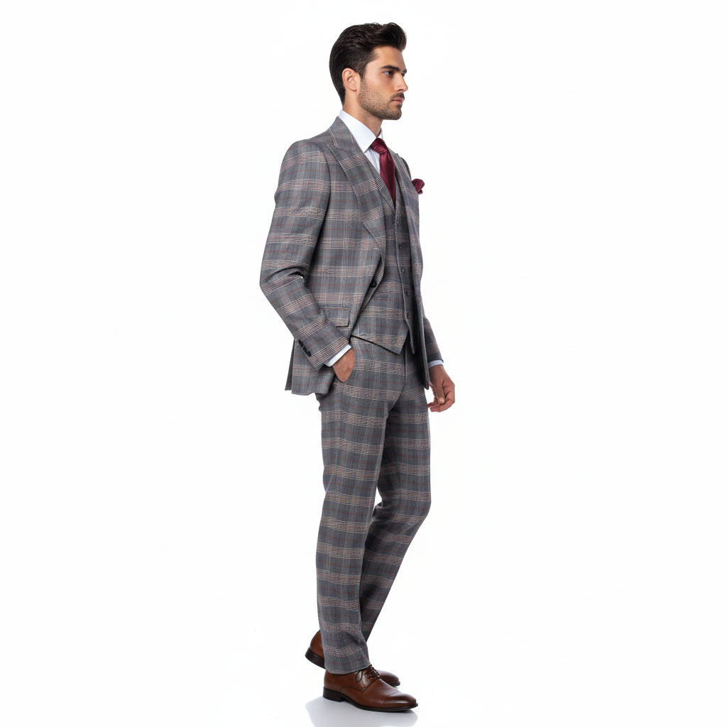 Men’s Grey Tailored Suit – Premium Milano Fit Formal & Casual Elegance by Rossi Man Sam RM2316