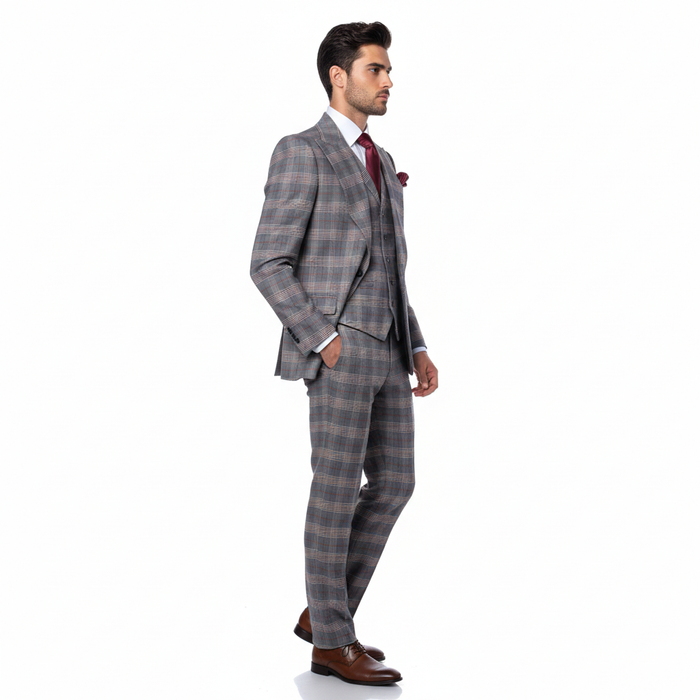 Men’s Grey Tailored Suit – Premium Milano Fit Formal & Casual Elegance by Rossi Man Sam RM2316
