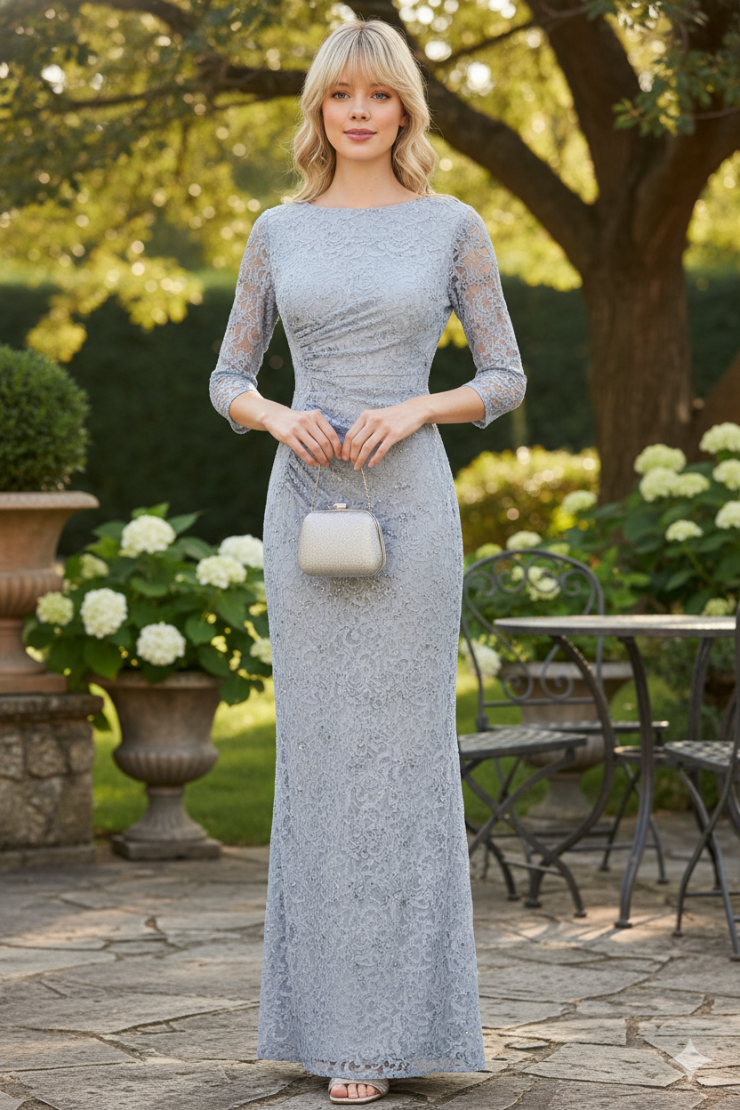 Lenovia 5239 Modest Lace 3/4 Sleeve Mother of the Bride Formal Gown-New Collection