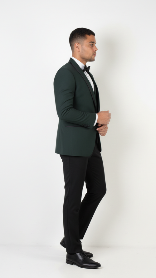 "Genova" Hunter Green 1-Button Shawl Tuxedo (4-Piece Set)