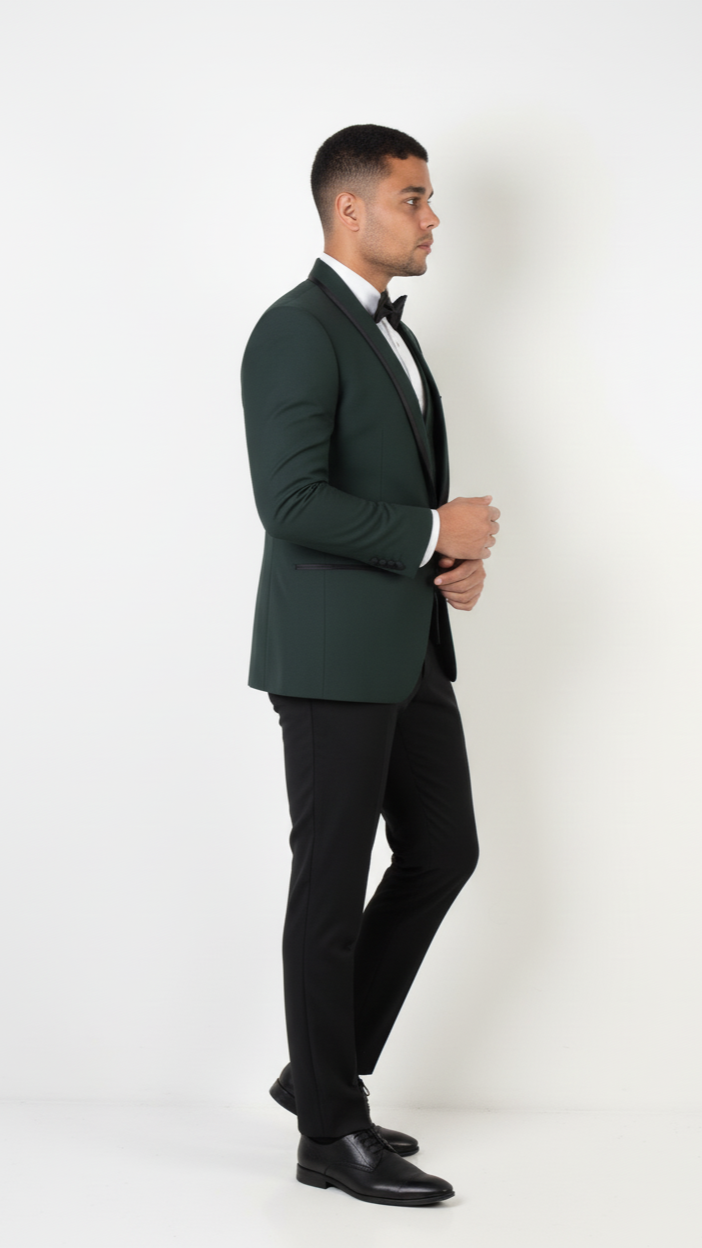 "Genova" Hunter Green 1-Button Shawl Tuxedo (4-Piece Set)