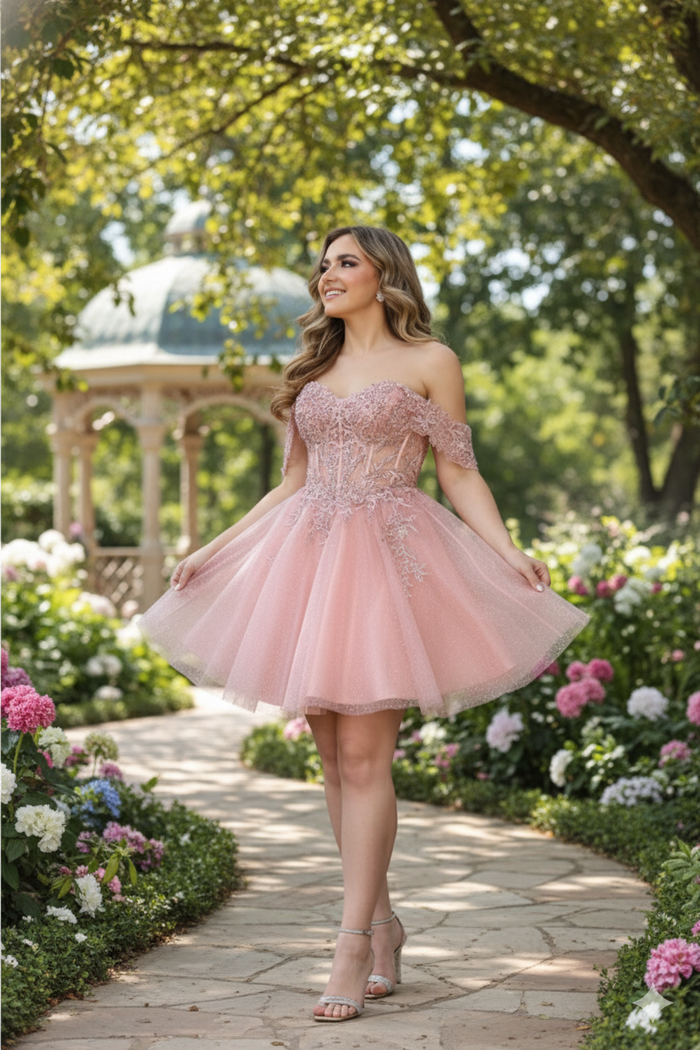 Dama Dresses for Quinceanera in Champagne Cute Quince Outfit-New Collection