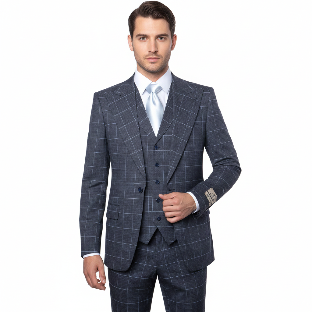 Men’s Blue Tailored Fit Suit – Premium Milano Style Formal & Casual Wear by Rossi Man RM2312