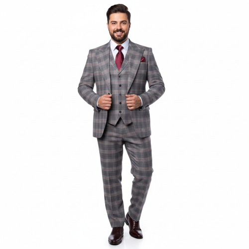 Men’s Grey Tailored Suit – Premium Milano Fit Formal & Casual Elegance by Rossi Man Sam RM2316