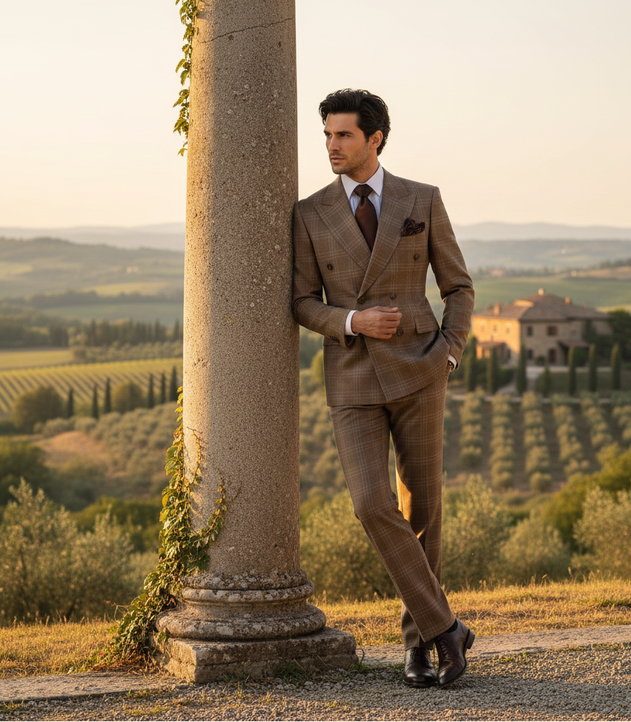 Men’s Brown Tailored Suit – Premium Milano Fit Formal & Casual Wear by Rossi Man RM1797