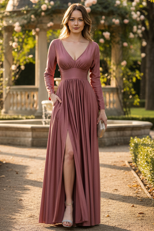Mother Of The Groom Dress Thigh Slit Flare Formal Gown