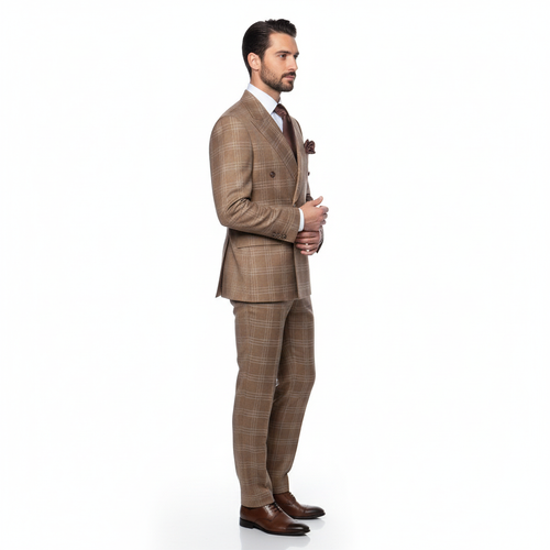 Men’s Brown Tailored Suit – Premium Milano Fit Formal & Casual Wear by Rossi Man RM1797